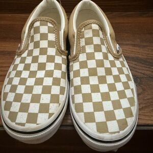 Beige Checkered Vans kids 1.5